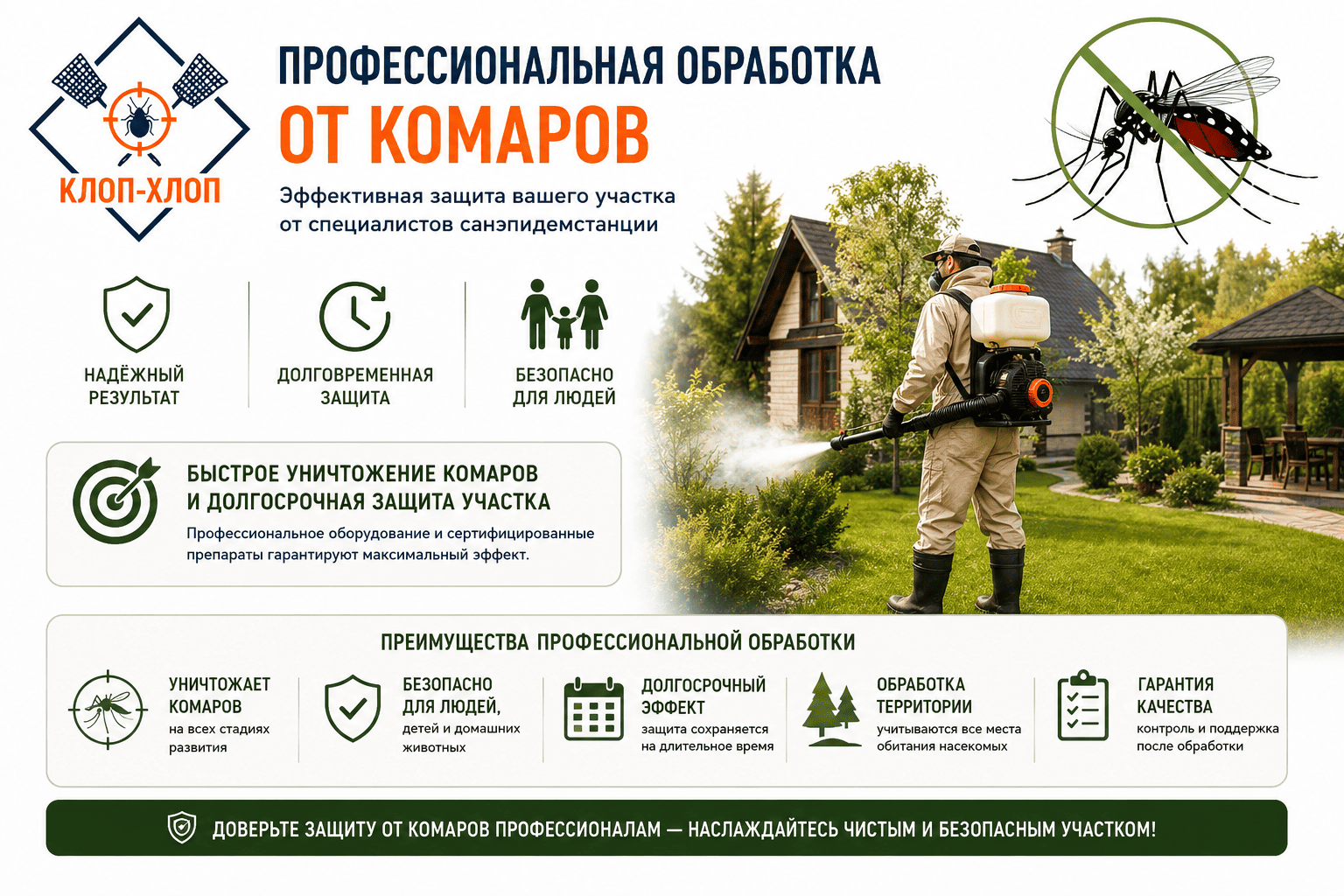 Плюсы СЭС Клоп-Хлоп от комаров
